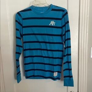 Aeropostale Teal and Black Striped Shirt